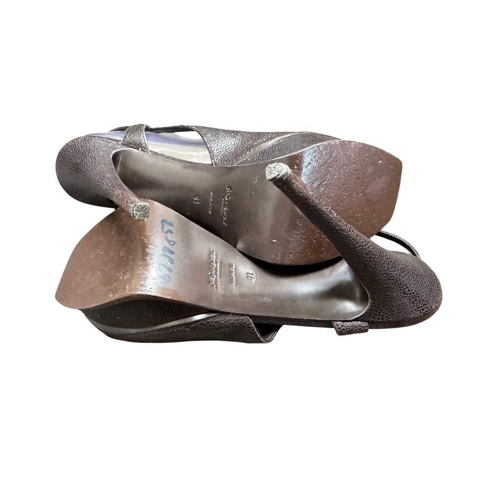 Yves Saint Laurent Tribute Platform Sandals Textured Leather Stiletto Heel 41 - Picture 13 of 13